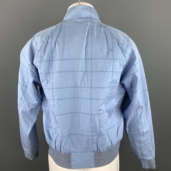Size 38 Light Blue Stitched Cotton / Acrylic Zip Up Jacket - Picture 4 of 5